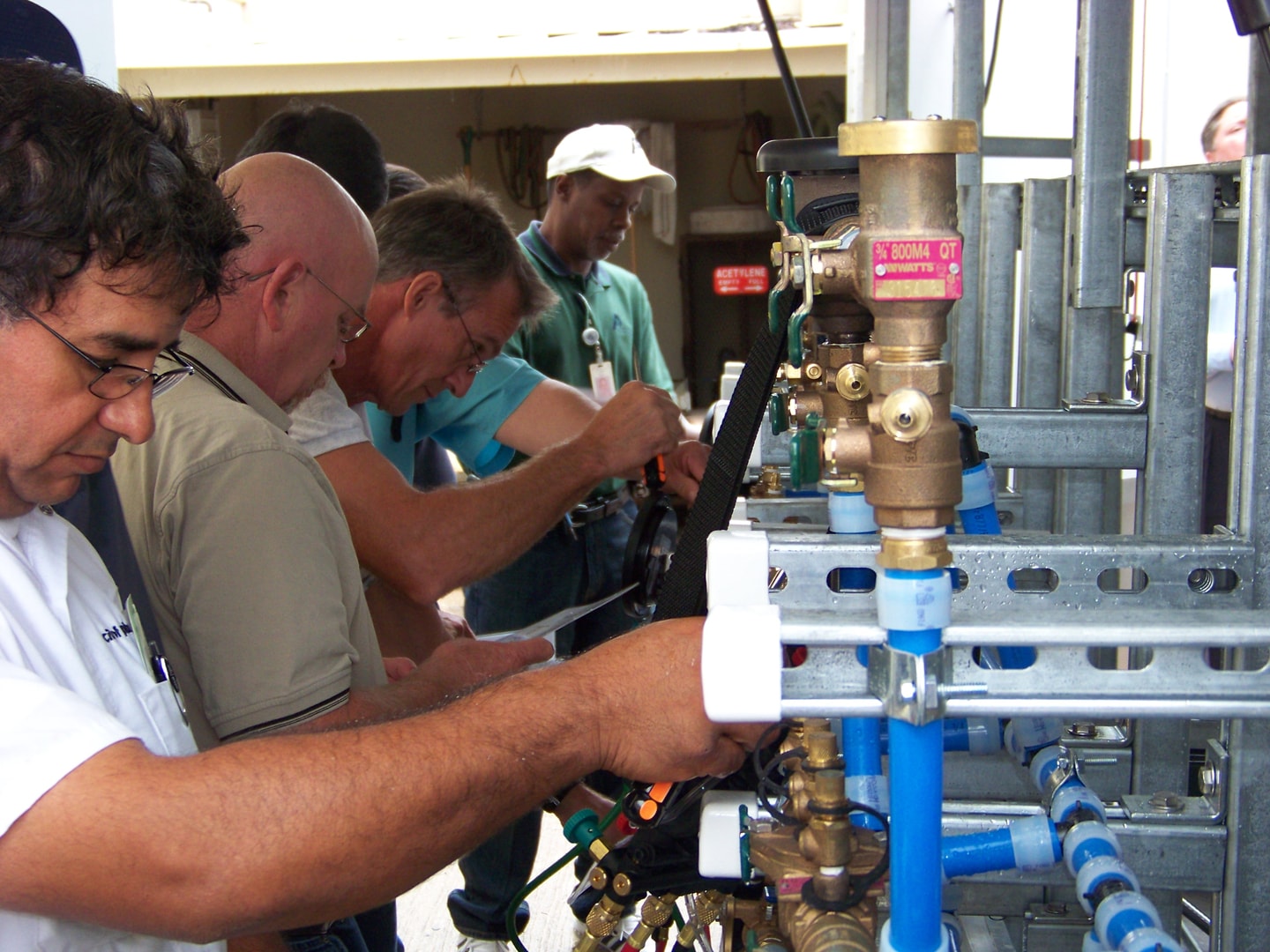 Technicians hands-on backflow equipment training